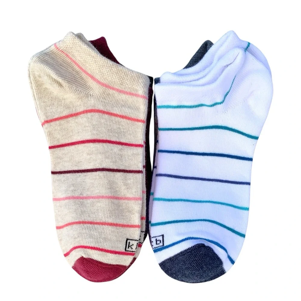 K. Bell No Show Socks 8-Pair Solid & Stripes Variety Pack, Women’s Shoe 5.5-10